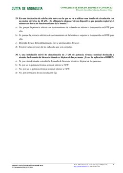 8
CONSEJERÍA DE EMPLEO, EMPRESA Y COMERCIO
Dirección General de Industria, Energía y Minas
EXAMEN INSTALADOR/MANTENEDOR RITE