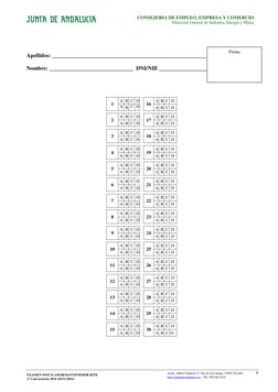 9
CONSEJERÍA DE EMPLEO, EMPRESA Y COMERCIO
Dirección General de Industria, Energía y Minas
EXAMEN INSTALADOR/MANTENEDOR RITE