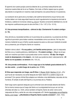 3 
 
 
El apremio de nuestra propia carencia delante de su promesa todosuficiente solo 
traiciona nuestra falta de fe en su P