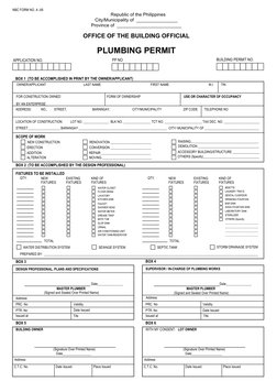 Plumbing Permit Application Form | PDF | Plumbing | Sanitation