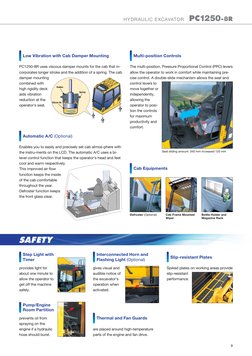 HYDRAULIC EXCAVATOR   PC1250-8R
9
The multi-position, Pressure Proportional Control (PPC) levers 
allow the operator to work