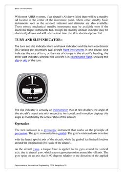 Basic six instruments 
Department of Aeronautical Engineering, DSCE, Bengaluru-78 
With most AHRS systems, if an aircraft's A
