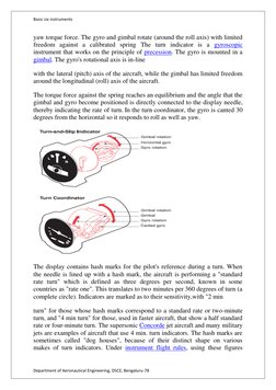 Basic six instruments 
Department of Aeronautical Engineering, DSCE, Bengaluru-78 
yaw torque force. The gyro and gimbal rota