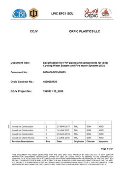LPIC EPC1 SCU
Page 1 of 34
"THIS DOCUMENT HAS BEEN DEVELOPED FOR THE LPIC EPC1 SCU PROJECT BY CB&I-CTCI B.V. IT MAY CONTAIN