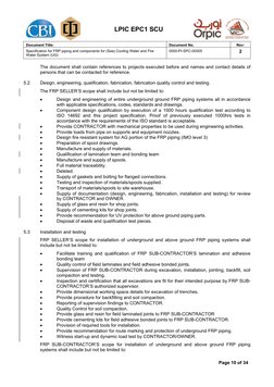 LPIC EPC1 SCU
Document Title:
Document No.
Rev:
Specification for FRP piping and components for (Sea) Cooling Water and Fire