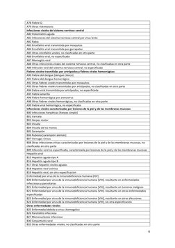 6 
 
A78 Fiebre Q 
A79 Otras rickettsiosis 
Infecciones virales del sistema nervioso central 
A80 Poliomielitis aguda 
A81 In
