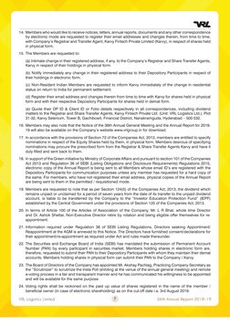 VRL Logistics Limited
36th Annual Report 2018-19
7
14.	Members who would like to receive notices, letters, annual reports, do