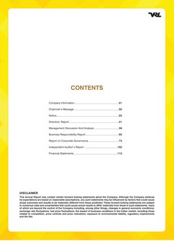 CONTENTS
Company Information..............................................................01
Chairman’s Message..............