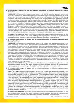 VRL Logistics Limited
36th Annual Report 2018-19
4
6.	 To consider and if thought fit, to pass with or without modification,