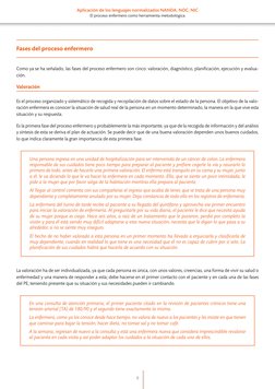 Fases del proceso enfermero
Como ya se ha señalado, las fases del proceso enfermero son cinco: valoración, diagnóstico, plani