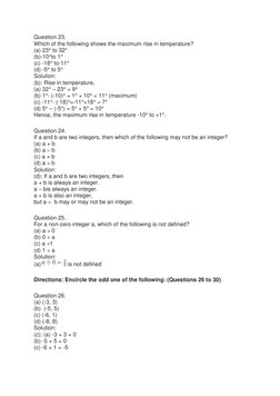 Question 23. 
Which of the following shows the maximum rise in temperature? 
(a) 23° to 32° 
(b)-10°to 1° 
(c) -18° to-11° 
(