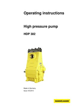 Operating Instructions: High Pressure Pump | PDF | Safety | Pump