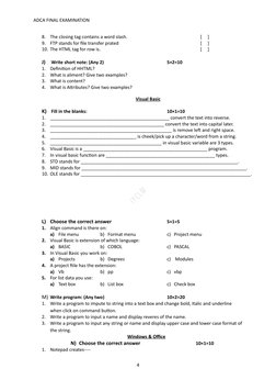 ADCA FINAL EXAMINATION
8.
The closing tag contains a word slash.
[     ]
9.
FTP stands for file transfer prated  
[     ]
10.