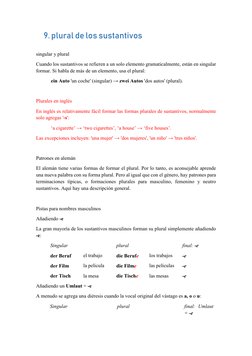 9. plural de los sustantivos 
 
singular y plural 
Cuando los sustantivos se refieren a un solo elemento gramaticalmente, est