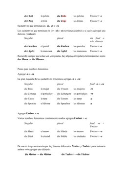 Sustantivos que terminan en -er, -el o -en 
Los sustantivos que terminan en -er, -el o -en no tienen cambios o a veces agrega