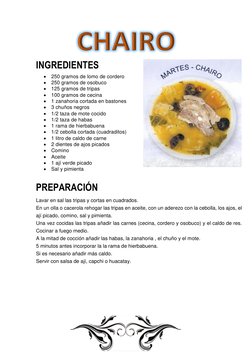 INGREDIENTES 
 250 gramos de lomo de cordero 
 250 gramos de osobuco 
 125 gramos de tripas 
 100 gramos de cecina