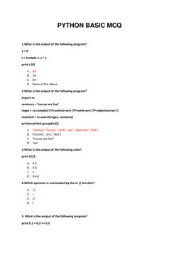 Python Basic MCQs and Answers | PDF | Notation | Programming Paradigms