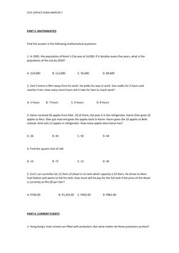 Philippine Civil Service Exam Sample | PDF | Government