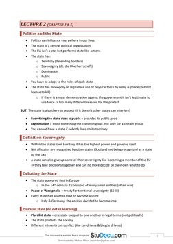 3 
LECTURE 2 (CHAPTER 3 & 5) 
Politics and the State 
• Politics can influence everywhere in our lives 
• The state is a ce