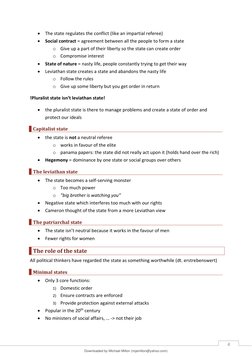 4 
• The state regulates the conflict (like an impartial referee)  
• Social contract = agreement between all the people to