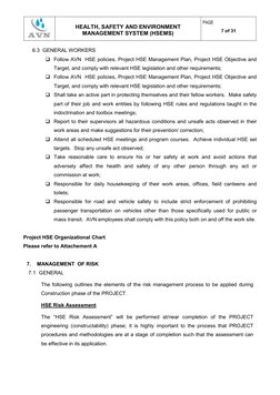 HEALTH, SAFETY AND ENVIRONMENT 
MANAGEMENT SYSTEM (HSEMS) 
PAGE 
7 of 31 
6.3  GENERAL WORKERS 
 Follow AVN  H