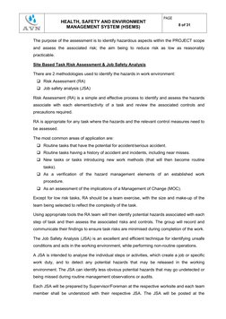 HEALTH, SAFETY AND ENVIRONMENT 
MANAGEMENT SYSTEM (HSEMS) 
PAGE 
8 of 31 
The purpose of the assessment is to i