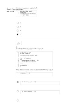 What is the result of the script below?
1
6
9
2
6。
Consider the following program called reqseq.sh:
Which of the commands bel