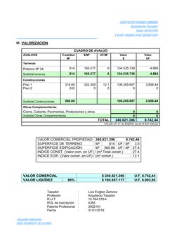 TASACIÓN COMERCIAL 
CALLE POLANCO Nº 24, LA LIGUA. 
 
 
LUIS FELIPE ENGBER ZAMORA 
Arquitecto Tasador 
Fono: