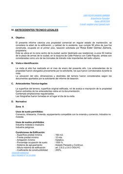 TASACIÓN COMERCIAL 
CALLE POLANCO Nº 24, LA LIGUA. 
 
 
LUIS FELIPE ENGBER ZAMORA 
Arquitecto Tasador 
Fono: