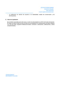 TASACIÓN COMERCIAL 
CALLE POLANCO Nº 24, LA LIGUA. 
 
 
LUIS FELIPE ENGBER ZAMORA 
Arquitecto Tasador 
Fono: