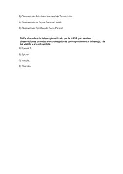 B) Observatorio Astrofísico Nacional de Tonantzintla 
 
C) Observatorio de Rayos Gamma HAWC. 
 
D) Observatorio Científico de