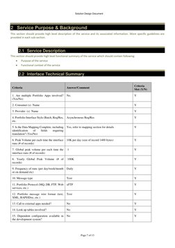 Solution Design Document 
 
 
 
Page 7 of 13 
2 Service Purpose & Background 
This section should provide high level descri