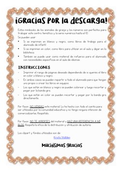 ¡Gracias por la descarga!
Estos minibooks de los animales de granja y los números son perfectos para 
trabajar este centro te