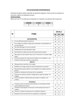 Test de Relaciones Interpersonales | PDF