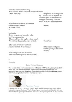 Lesson Plan: Baking Tools & Equipment | PDF | Baking | Breads