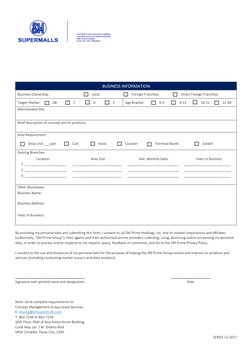 BUSINESS INFORMATION 
Business Ownership:                                             
Local