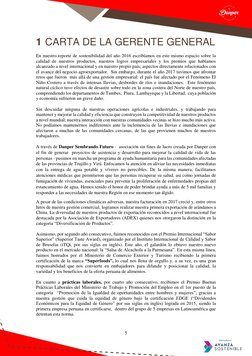 5 
 
1 CARTA DE LA GERENTE GENERAL 
 
En nuestro reporte de sostenibilidad del año 2016 escribíamos en este mismo espacio