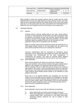 Document Title
SURFACE PREPARATION & PAINTING PROCEDURE
Document No
XXXXX-XXXX
Page (excluding 
attachment)
8    of   15
Revi