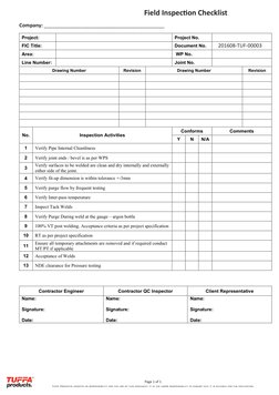 Field Inspection Checklist Template | PDF | Industrial Processes ...