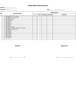 Hotel Room Inspection Checklist | PDF | Door | Shower