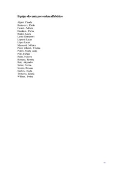 10 
 
Equipo docente por orden alfabético 
 
Algieri Claudia 
Bentaverri, Pablo 
Favieri, Adriana 
Hamilton, Carina 
Ibáñez,