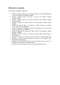 7 
 
Bibliografía recomendada 
 
Se recomienda la siguiente bibliografía: 
 
• Williner, B (2016). Apuntes de clase. Análisis