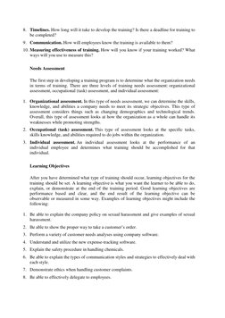 8. Timelines. How long will it take to develop the training? Is there a deadline for training to 
be completed? 
9. Communica
