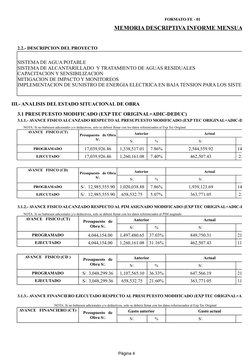 Página 4
FORMATO FE - 01
MEMORIA DESCRIPTIVA INFORME MENSUAL
2.2.- DESCRIPCION DEL PROYECTO
III.- ANALISIS DEL ESTADO SITUACI