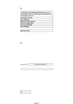 Página 7
RMATO FE - 01
PTIVA INFORME MENSUAL
GERENCIA DE INFRAESTRUCTURA
RICHAR MONZON ASTETE
JOHNNY RICHARD OLORTEGUI SIFUEN