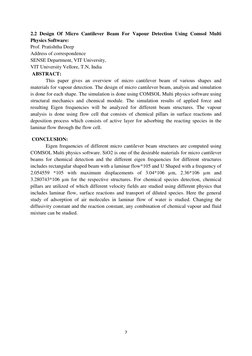 7 
 
2.2 Design Of Micro Cantilever Beam For Vapour Detection Using Comsol Multi 
Physics Software: 
Prof. Pratishtha Deep 
A