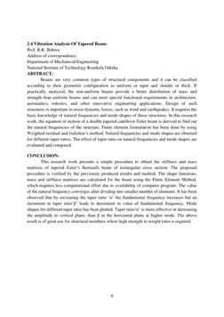 9 
 
 
  
2.4 Vibration Analysis Of Tapered Beam: 
Prof. R.K. Behera  
Address of correspondence  
Department of Mechanical E