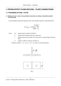 Metal structures – Laboratory 
________________________________________________________________________________ 
____________