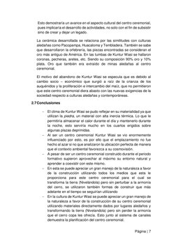 Página | 7  
 
Esto demostraría un avance en el aspecto cultural del centro ceremonial, 
pues implicaría el desarrollo de act