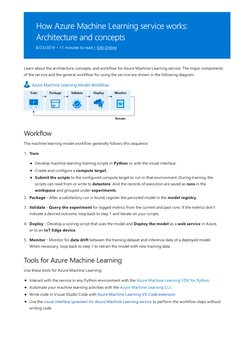 How Azure Machine Learning service works:
Architecture and concepts
8/23/2019 • 11 minutes to read • Edit Online (https://git